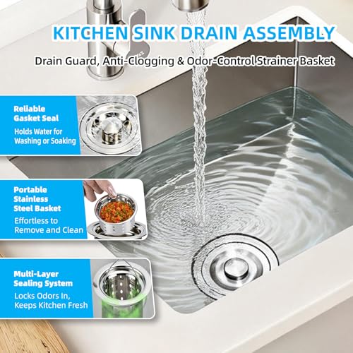Ensamble para desagüe de fregadero en acero inoxidable con tapa 3.5 pulg miniatura 3