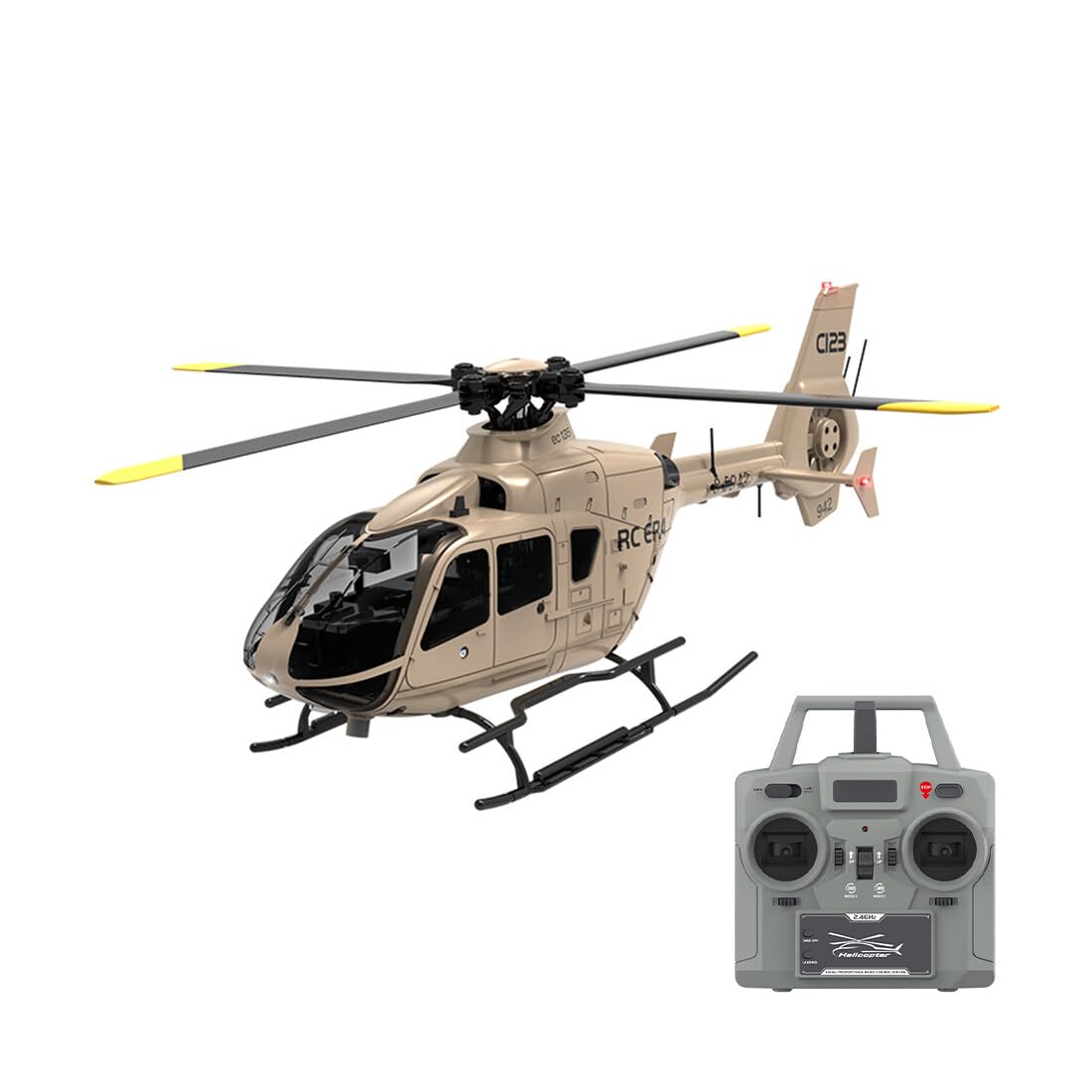RC ERA C123 6CH RC Hubschrauber, 1:36 EC135 Optisch Stabilisiertes Flugzeugmodell mit 3D-Flug, Höhenhaltung, bürstenloser Ferngesteuerter Helikopter für Erwachsene – RTF