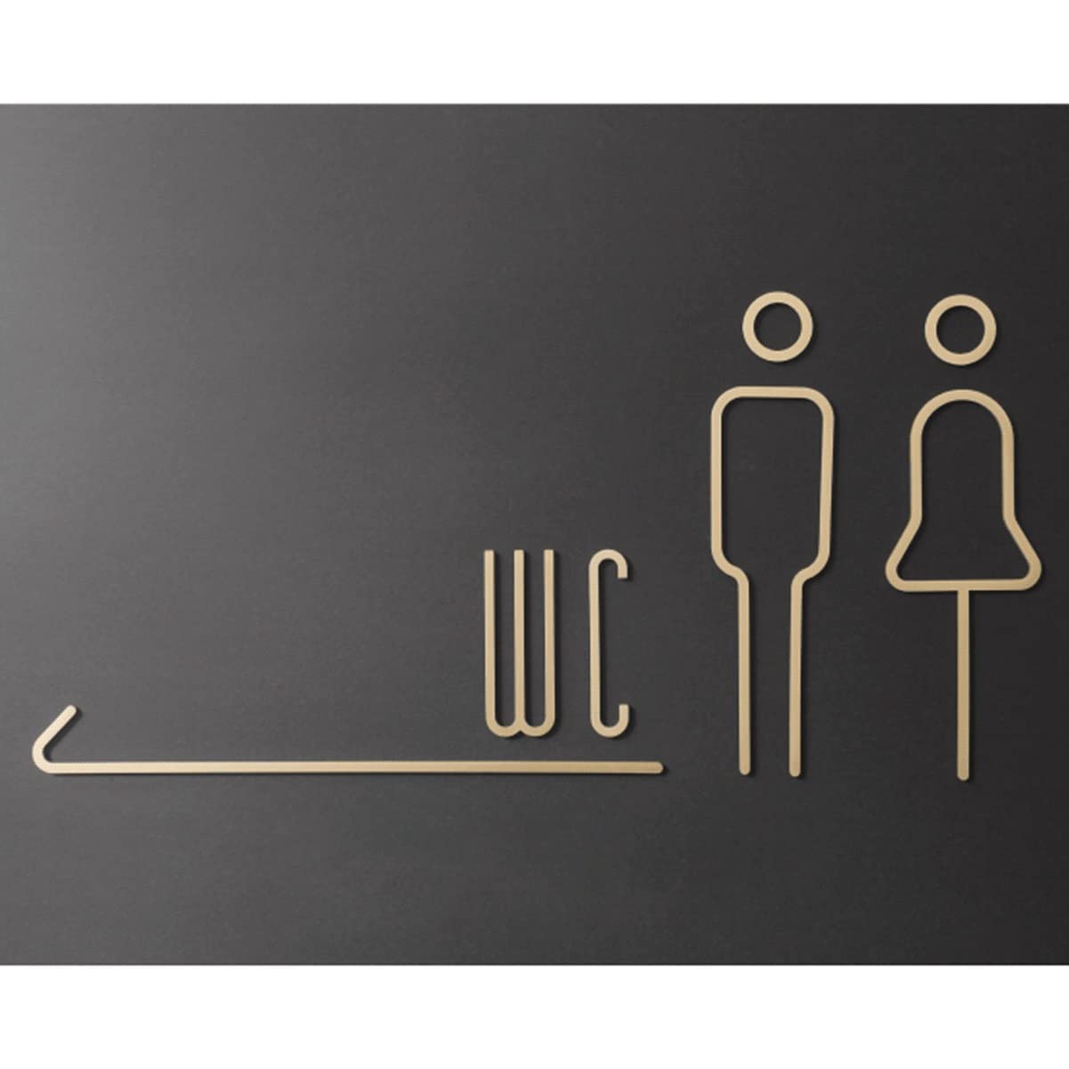 Juego de letreros de baño de latón for hombres y mujeres en oro, 2 piezas for baño, hotel, tienda(Wc)
