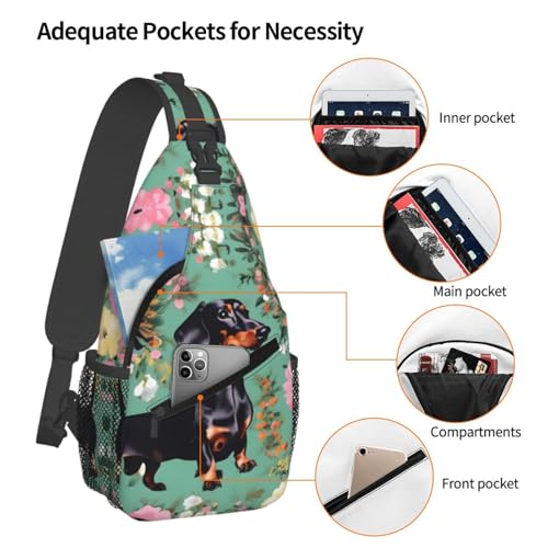 Mochila tipo bandolera floral para viaje y senderismo unisex miniatura 4