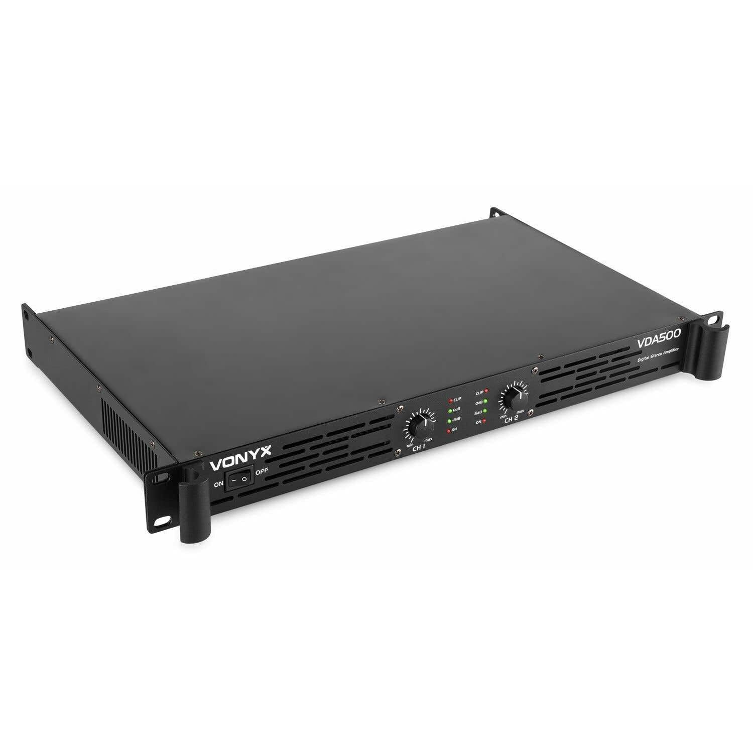 Versterker - Vonyx VDA500 stereo versterker 2x 250W - Klasse-D - 500W - Zwart