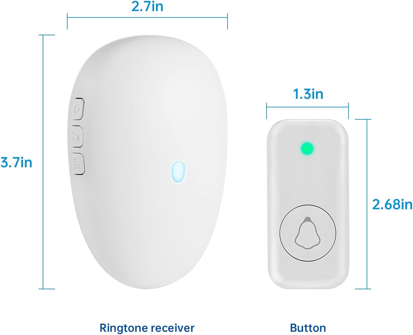 TOWODE Wireless Doorbell Chime Kit,Waterproof Wall Plug-in Cordless Door Chime Kit with 4 Volume Levels 57 Melodies 1000 Feet Range & LED Flash,Doorbell Chime for Home Office White - - 
