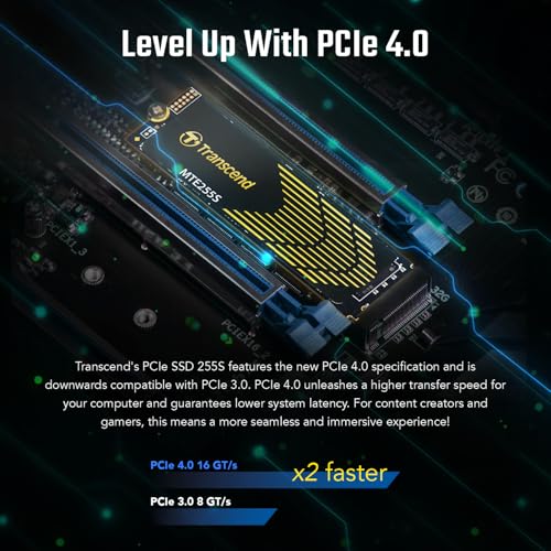 Image of Transcend M.2 2280 1TB Gen4x4 Internal SSD with Heatsink, Up to 7,400MB /s | Storage Expansion for PS5 /PC /Laptop, Tailored for Gamer /Video Editor /High-End Creator /AI Developer, PCIe 4 NVMe, 3D TLC NAND