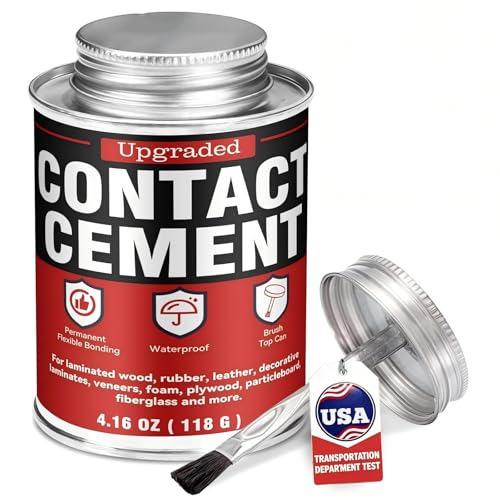 Contact Cement Adhesive 4.16 oz with Brush – High Strength Neoprene Glue, Waterproof & Heat...
