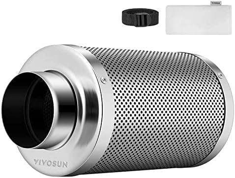 VIVOSUN 8 Inch Air Carbon Filter Smelliness Control with Australia Virgin Charcoal for Inline Duct Fan, Grow Tent,Pre-Filter Included, Reversible Flange 8"x 22"