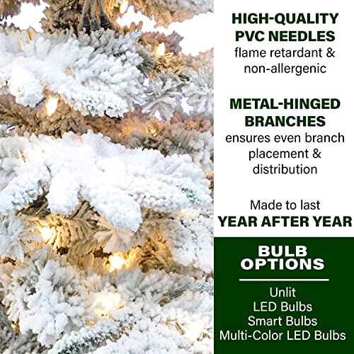 Fraser Hill Farm 9.0-Foot Pre-Lit Mountain Pine Snow Flocked Christmas Tree, Clear Smart Lights, Ffmp090-3Sn #TOP2