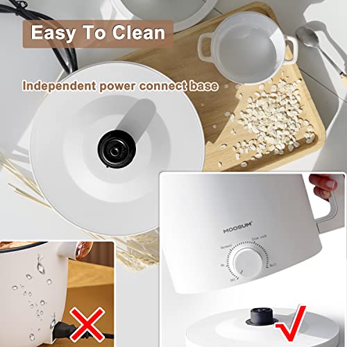 MOOSUM Mini Electric Hot Pot, Fast Cooker for Ramen/Soup, Stainless Steel with Over-heating Protecti