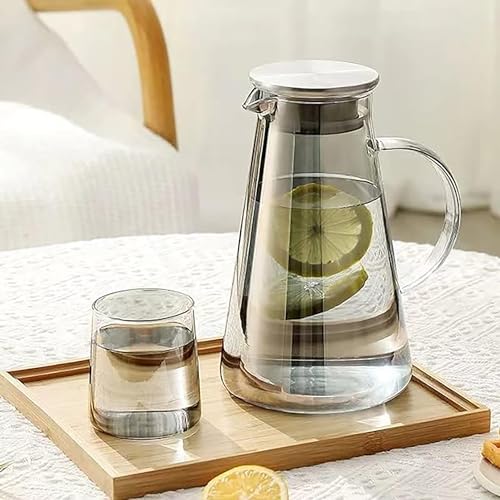 Image of Premium Water and Juice Black Glass & Borosilicate Glass Jug Set Combo [6 Piece Glass 280ML & 1 Piece Jug 2 Liter] Transparent Pitcher Set for Dining Table,Home & Restaurant,Party (MTS - 04)