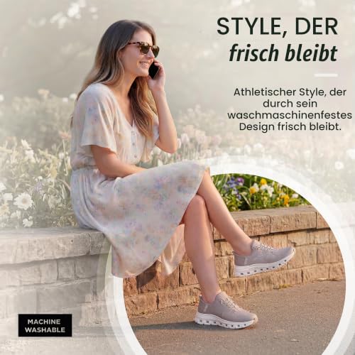 Skechers Damen Glide-Step Pro Slip-InTurnschuhe, Taupe Mesh/Silver Trim, 36 EU – Ansicht 3
