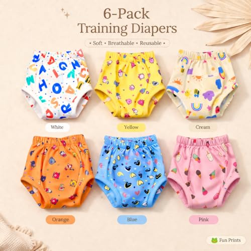 Image of SoftPadded Toddler Training Underwear | 18-36M | 6PCS | Training Pants | Mixed Colours | Soft Cotton Leakproof Potty Training Underwear | Breathable Washable Pants for Toddlers