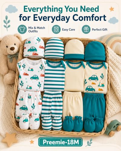 Image of Baby Boy Girl Clothes Preemie Newborn Must Have Infant Essentials Outfits 20 Piece Clothing 0-18 Months