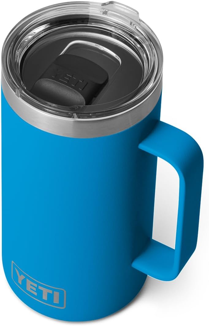 YETI Rambler 24 oz Mug, Vacuum Insulated, Stainless Steel with MagSlider Lid, Big Wave Blue