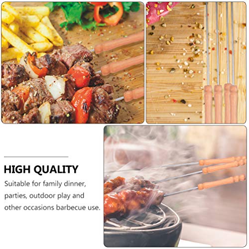 Conjunto de 24 peças de espetos de churrasco em aço inoxidável com cabo de madeira, espetos de metal