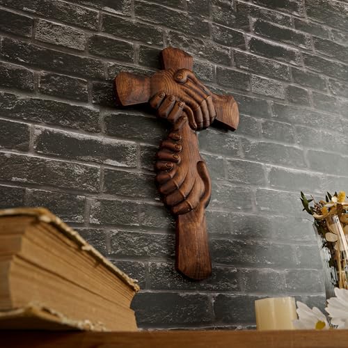 Cruz de madera para pared hecha a mano por BGCOPPER decoración católica artesanal de 10 pulgadas 5