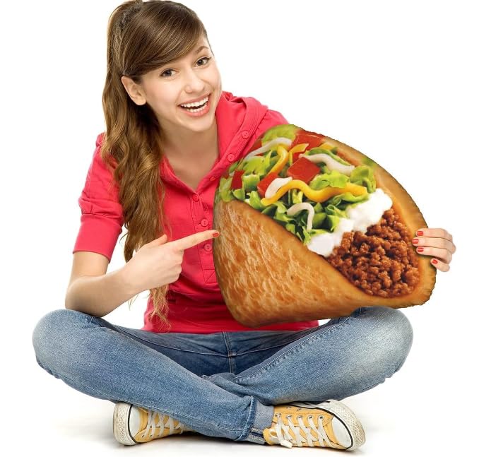 All About Vibe 3D Designed Taco Pillow Realistic Taco Stuffed Food Pillow Cozy Taco Plush Personalized Pillow Taco Custom Pillow Gift for Mexican Food Lovers Birthday & Anniversary - 10 Mini