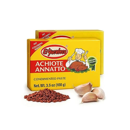 El Yucateco Pasta de achiote (condimento de annatto) – Paquete de 2 (3.5 onzas cada uno) – Auténtico achiote rojo mexicano para Cochinita Pibil,