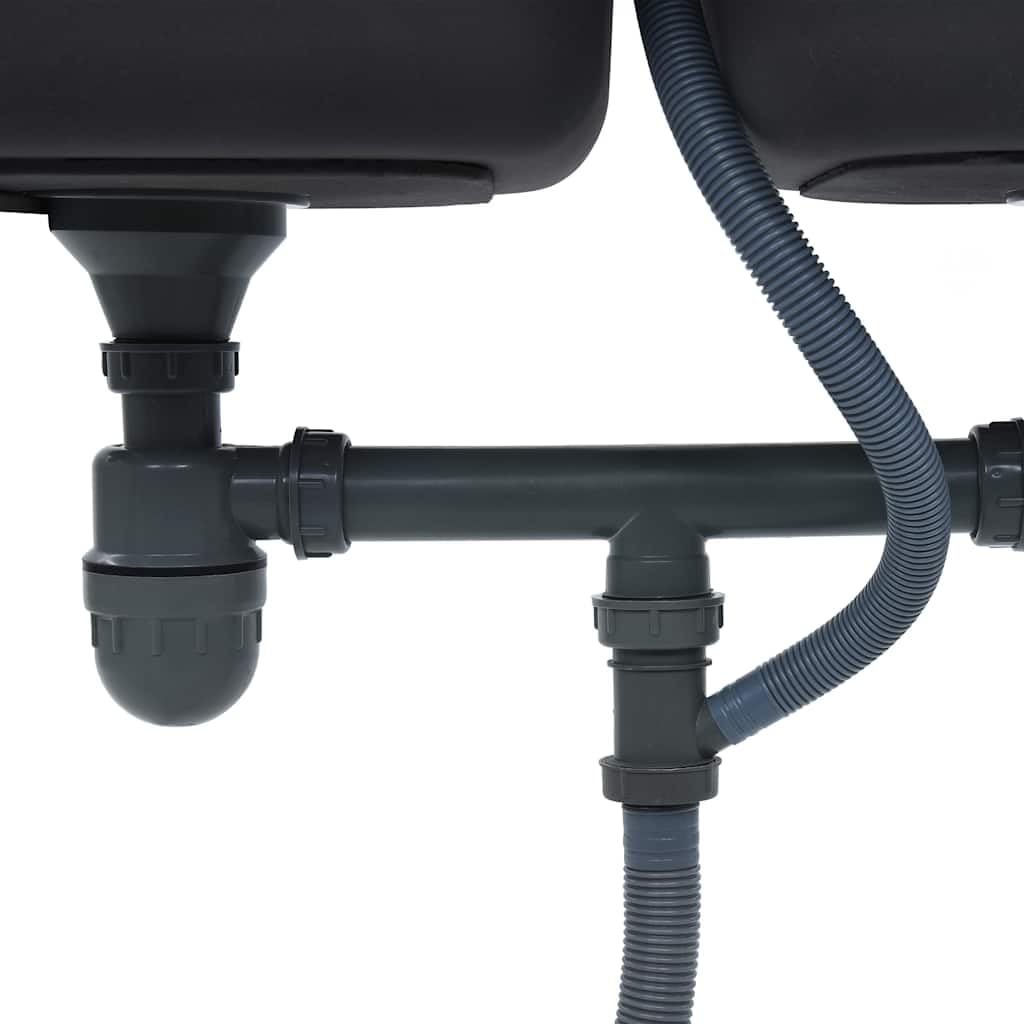 Fregadero doble de acero inoxidable con colador y sifón, doble lavabo extraprofundo para sartenes grandes, resistente a los arañazos, resistente a las manchas, duradero, fácil de limpiar y montar,