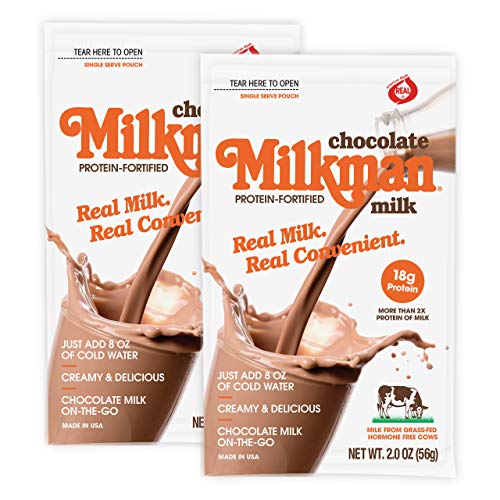 Milkman Chocolate Milk with 18g of Protein – Instant Dry Chocolate Milk Powder – Quick Healthy Breakfast Drink Mix – Nutritious Protein-Fortified Mix Packets – Just Add Water (2 Packets)