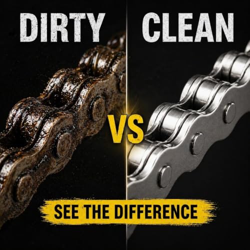 Image of Bike Chain Cleaning Brush with Chain Cleaner & Chain Lube 150ml Each + Microfiber Duster | Complete Motorcycle Chain Cleaning Kit (Set of 4, Multicolor)