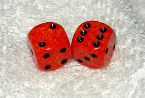 Mini par de dados moteados naranjas