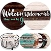 Funny coasters house warming gifts new home housewarming gifts for women men couple new homeowner farmhouse bar coasters for drinks with holder first apartment essentials  urban country home decor