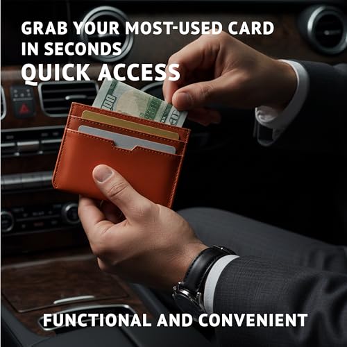 Image of Vaultskin MOORGATE Slim Card Holder - Minimalist Leather Wallet with RFID Blocking, Front Pocket Credit Card Case for Men & Women