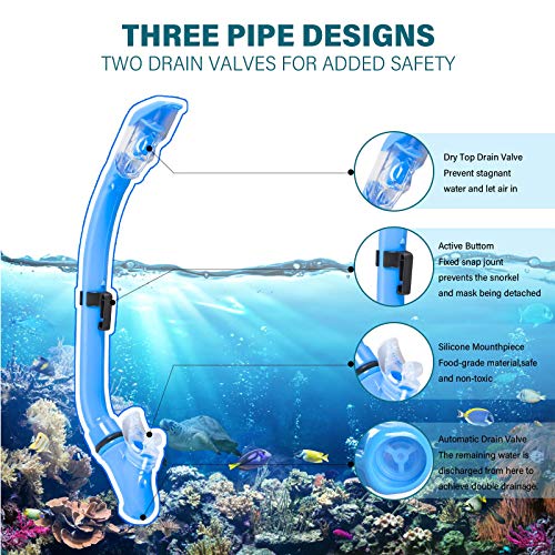 Image of Kids Snorkeling Set Children Mask Fin Snorkel Set Snorkeling Gear Snorkel Mask + Adjustable Swimming Kids Flippers+ Dry Snorkel Tube + Travel Bags