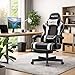 Riftracer Gaming Stuhl Chair Gamer Sessel - Ergonomischer Gamer Stuhl mit Fußstütze Kopfstütze und Lordosenstütz Höhenverstellbar Gepolstert Gamingstuhl 150 Kg Tragkraft Schwarz