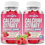 2 Pack Calcium Citrate Gummies, Sugar Free Calcium Citrate 1000mg for Muscle Healthy, Absorption Calcium Supplements for Adults & Kids, Raspberry, 120 Count