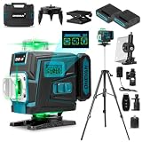 ONEVAN Livella Laser con Treppiede, 4D 360° Laser Autolivellante, Auto-Livellante ±3°, Raggio 30 m, 2 Batterie 4800 mAh, App & Telecomando, per Piastrelle, Soffitti e Appendi Quadri