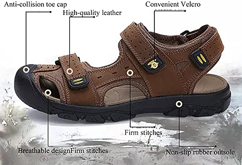 Asifn Men's Sports Hiking Sandals Adjustable Casual Athletic Fisherman Beach Leather Closed Toe Anti Collision Summer3
