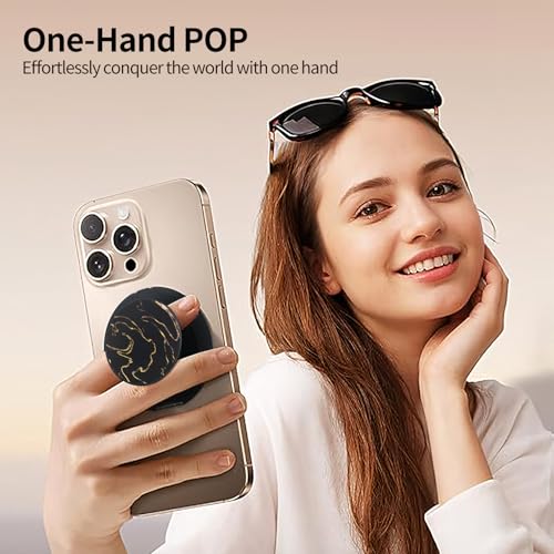 Magnetic Phone Ring Grip,Ultra Thin Phone Kickstand with Finger Loop Strap, Lightweight Phone Ring Holder for Mag Safe iPhone 16/15/14/13/12 Series (Black)