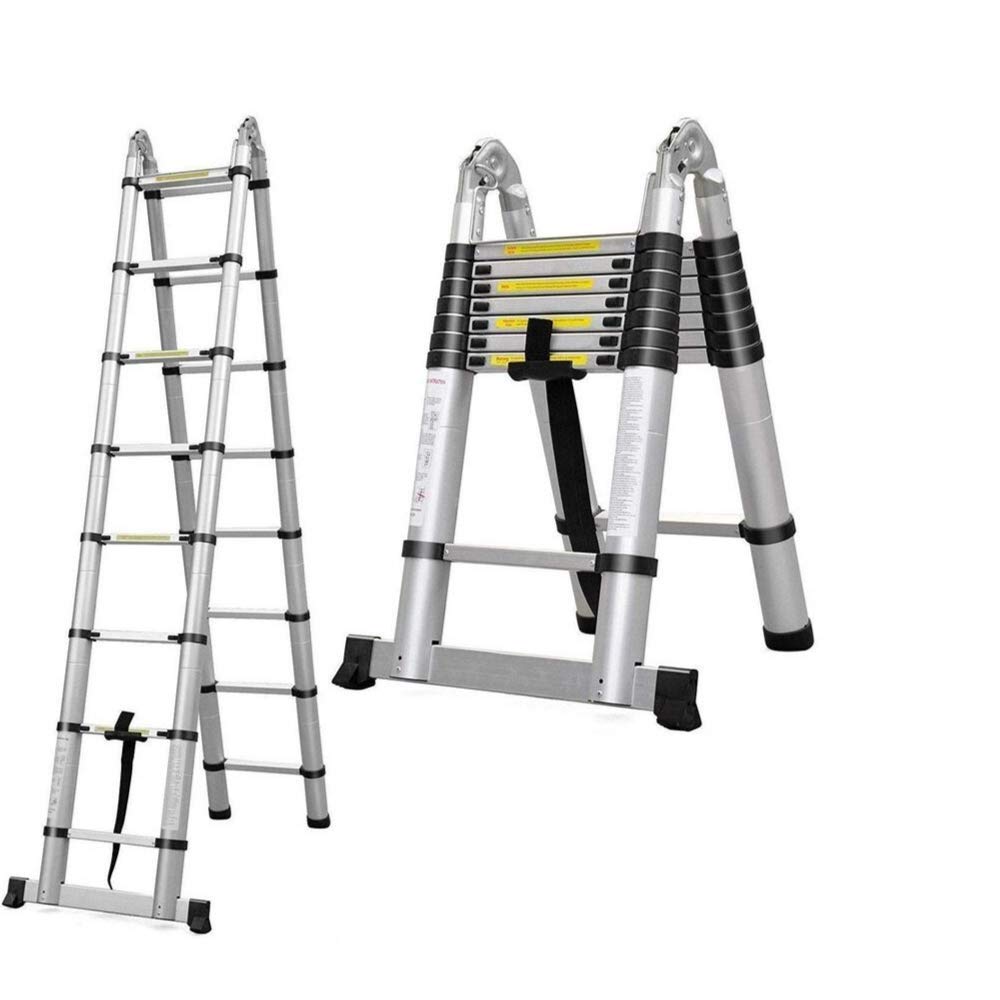 Bigapple Aluminium Folding Step Ladder Portable and Compact 2X8-step Telescopic 2.5m+2.5m Foladable for Household and Outdoor Purpose, Mag Hinge, 150Kg Loading-image-12