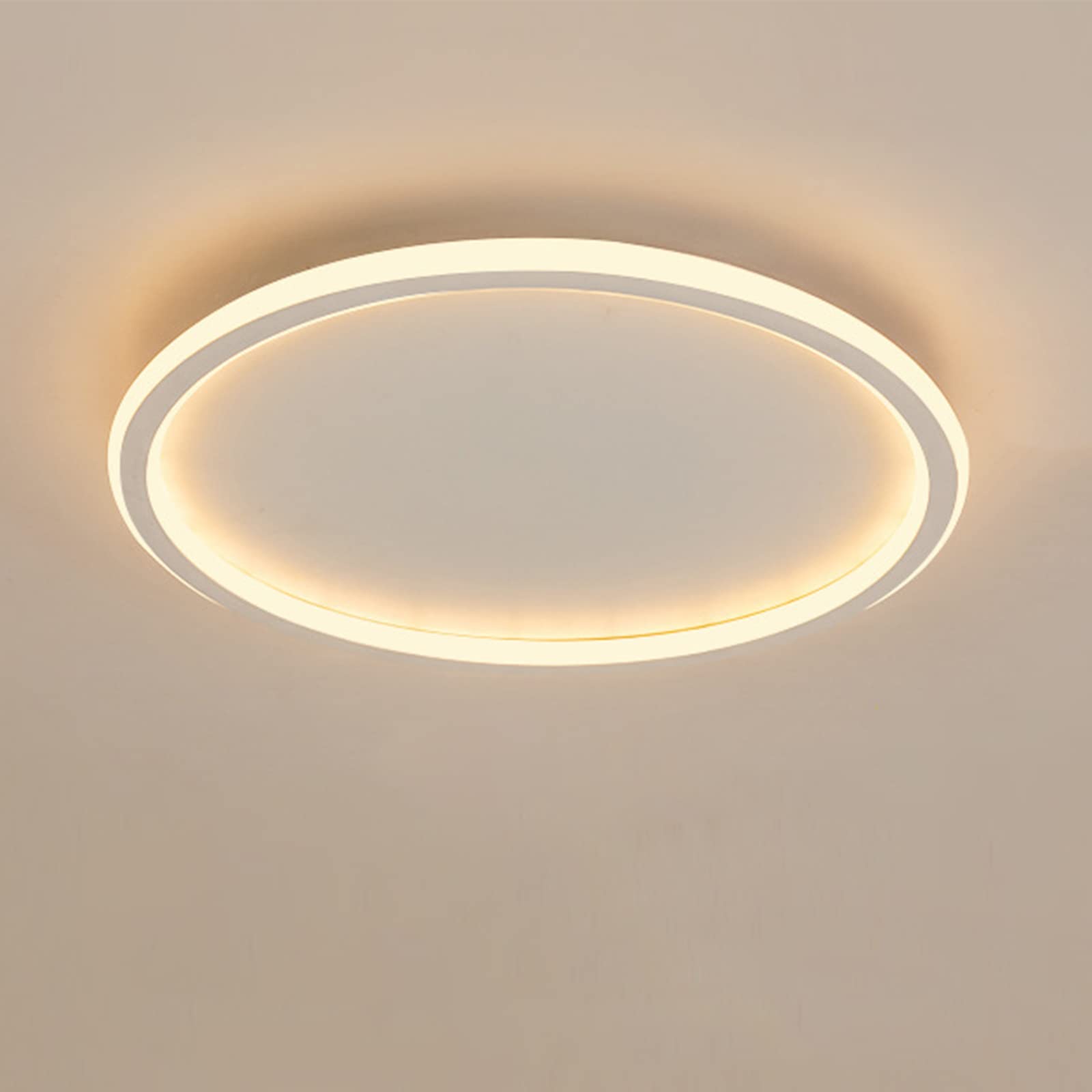 CQDWD Round LED Ceiling Light, Nordic Modern Ultra-Thin Circle Ceiling Lamp Surface Mount Metal Light Fixture For Living Room, Bedroom Lamp,White+Warm White-60cm 72W