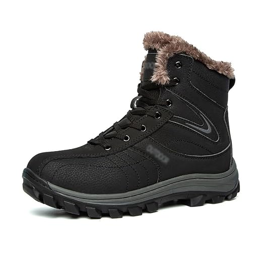 Botas Largas Da Neve Do Inverno Exterior Dos Homens, Sapatos Masculinos De Neve Impermeáveis Com Forro De Pele Sintética Quente E Cano Alto Plus Size, O Tempo Frio Exterior Não Desliza (Color : Black