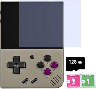 Miyoo Mini Plus 128G Handheld Game Console with Built-in 11000 Classical Games, 3.5-inch IPS Screen Retro Game Player Kids and Adult, Support Wi-Fi Battle, Open-Source (Grey)