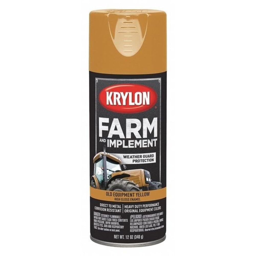 Krylon K01953000 Farm &amp; Implement Spray Paint, High Gloss, Old Equipment Cat Yellow, 12 oz.