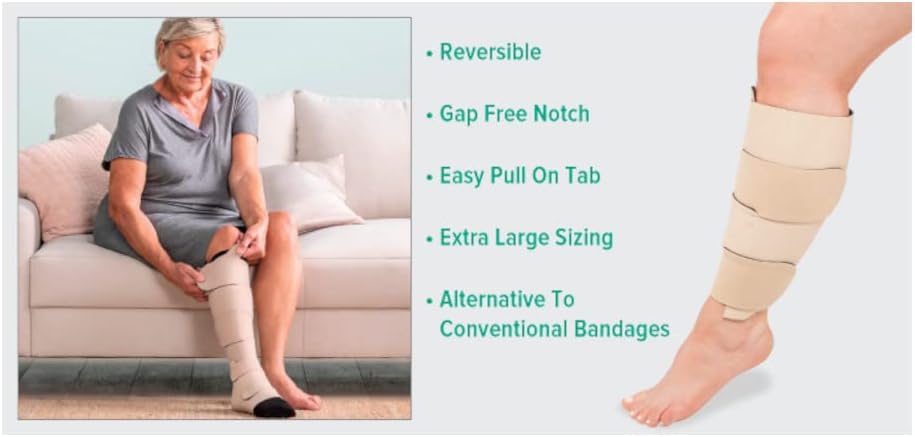 Juzo Reversible Versatile Support 30-60mmHg Calf Compression Wrap, Beige, L Max Regular