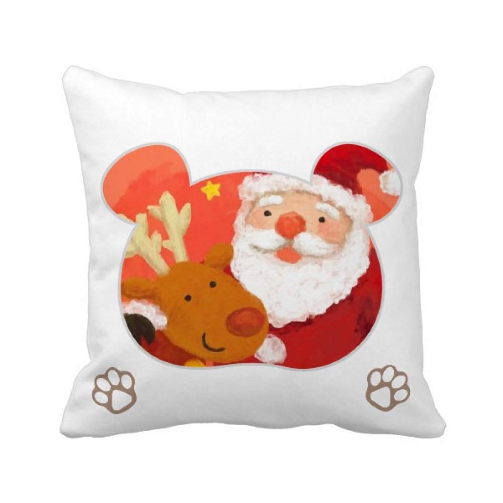 Housse de coussin Père Noël et élan pour décorer votre canapé au salon ce Noël