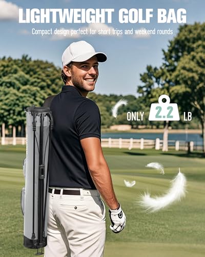 Image of Golf Stand Bag, Lightweight Par 3 Golf Bag Holds Up to 7 Clubs with Two Way Dividers Cooler Pocket Shoulder Strap and Multiple Storage Pockets for Men and Women