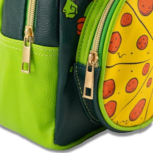 Image of Fast Forward Teenage Mutant Ninja Turtles Backpack for Boys, Girls, Women, Men, Unisex | Cute PU Leather 10 inch Mini Backpack Purse Shoulder Purse | Teenage Mutant Ninja Turtles Bag and Accessories
