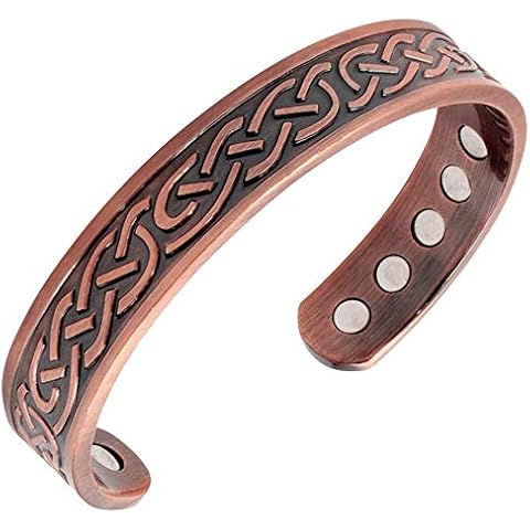 Reevaria Large Copper Celtic Magnetic Cuff Bracelet for Men Cover