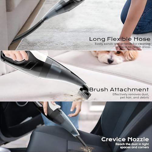 Image of KP-CVC20 High Power Car Vacuum Cleaner | 6000 PA Strong Suction | 12V Portable Handheld Car Vacuum for Deep Cleaning | Wet & Dry, HEPA Filter, Long Cable, Storage Bag - Black