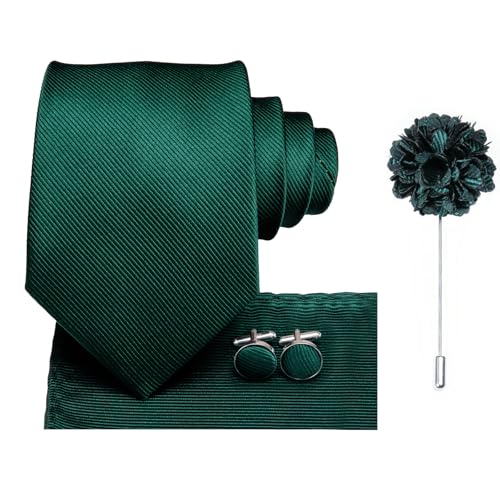 Image of Dubulle Mens Tie and Lapel Pin Paisley Striped Floral Necktie for Men Pocket Square Cufflinks 4PCS Set Wedding Party