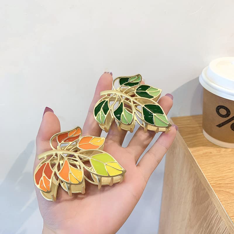 Miniatura 3 de Pinzas para el cabello de metal gris y morado con hojas de flores, pinzas para el cabello grandes, antideslizantes, no se rompen, pinzas de sujeción