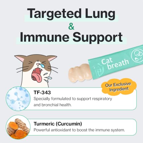 Cat Breath Bronchial Supplements Cat Sneezing Treatment Asthma Cold Cough Nose Relief Respiratory&Immune Support with TF-343-30 lickable Formula Individually Packaged, Chicken (1 Pack) - Image 6