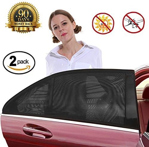 Car Sun Shade - Car Window Shade,Premium Breathable Mesh Sun Shield Protect Baby/Pet from Sun's Glare & Harmful UV Rays,Fit for Most Small and Medium Cars (2pcs/Pack,Medium Size)