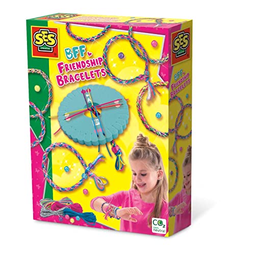 SES Creative 14708 – BFF Freundschaftsarmbänder Set – DIY Armbänder für beste Freundinnen, Kreativset ab 5 Jahren, diverse Farben, klein