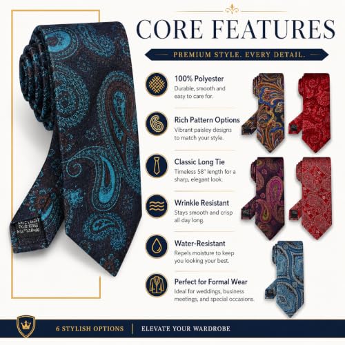 Image of WeiShang Neckties for Men, Classic Formal Tie