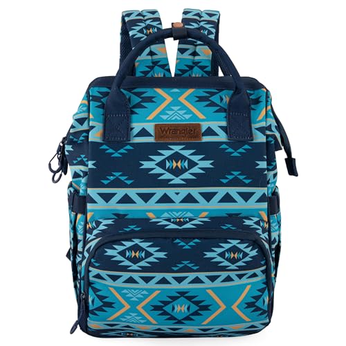 Image of Montana West Wrangler Diaper Bag Backpack Aztec Travel Backpack Purses Western Multi-Function Baby Bags for Mom with Waterproof Insulated Pockets